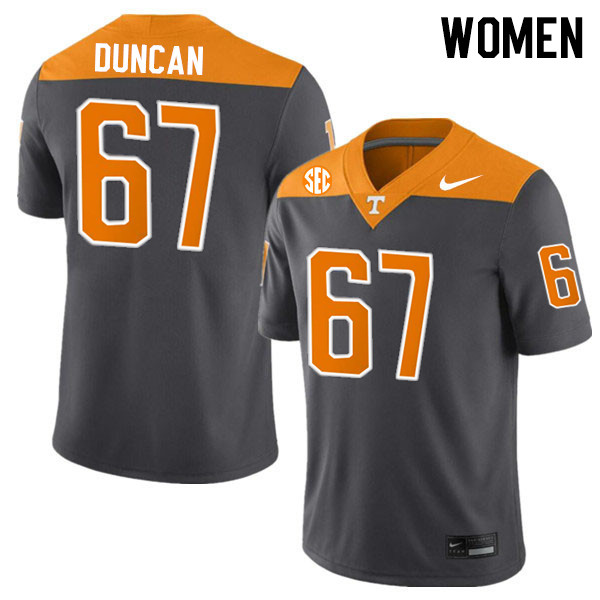Women #67 Trevor Duncan Tennessee Volunteers College Football Jerseys Stitched-Anthracite